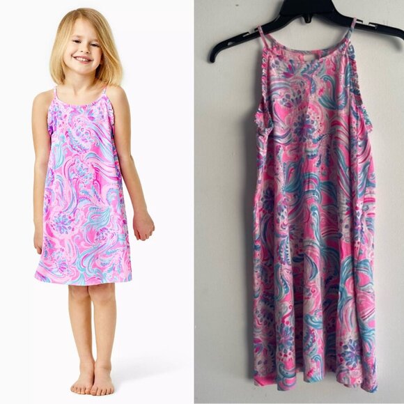 Lilly Pulitzer Other - Lilly Pulitzer Girls Pink Blue Print Mini Alek Dress - 22621